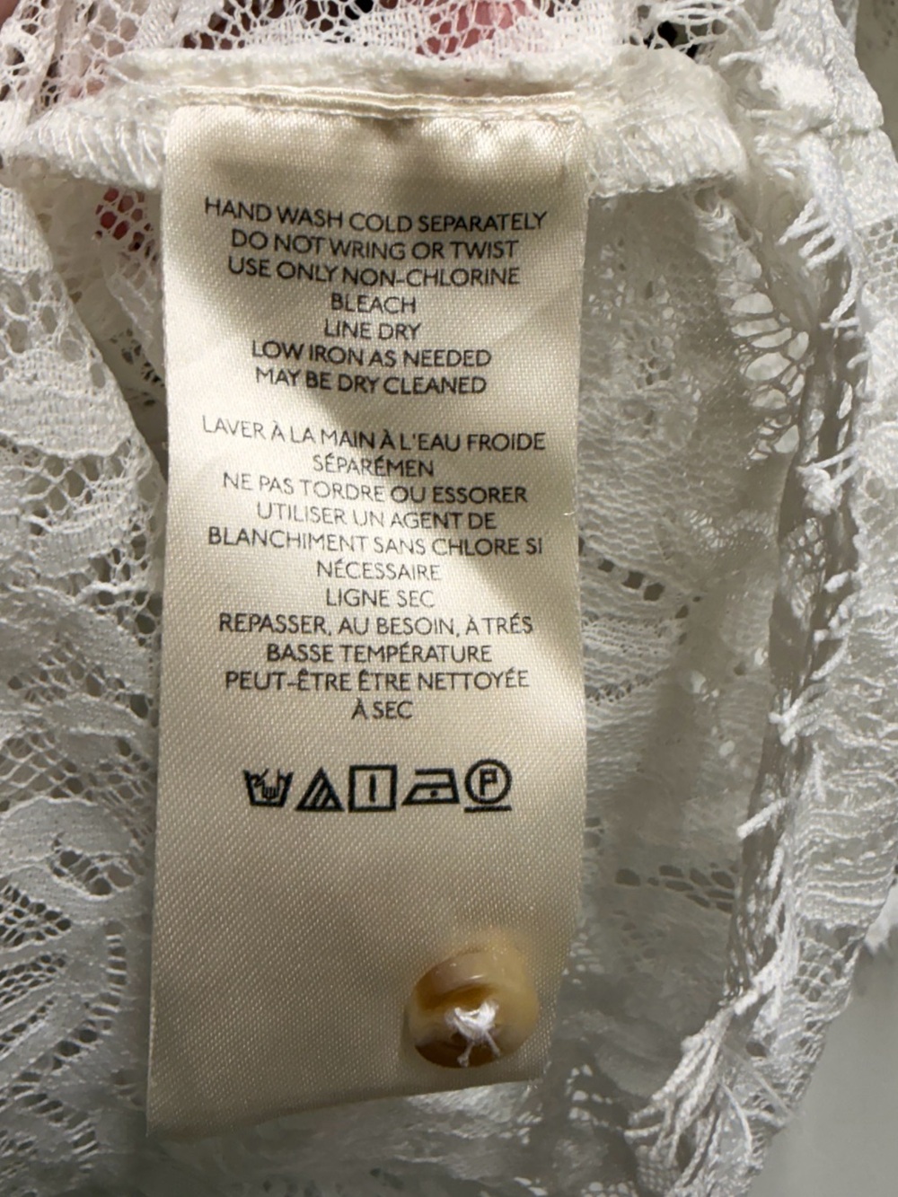 Anthropologie 100% Cotton Brown/White Victorian Sheer Lace Blouse Top Large - Picture 6 of 9